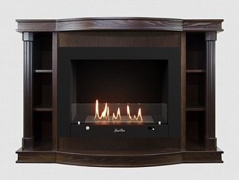 Каминный портал МДФ "Андерсен 1400" с биокамином Lux Fire "Фаер Бокс 3 - 33" (темный орех)