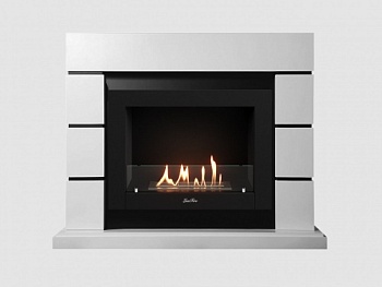 Каминный портал МДФ "Аляска 1350" с биокамином Lux Fire "Фаер Бокс 2-33" (белый)