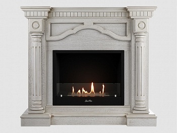 Каминный портал МДФ "Монако 1210" с биокамином Lux Fire "Фаер Бокс 1-30" (белый)