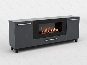 Тумба ТВ Lux Fire "Амур" напольная 1700 матовая, графит с биокамином 900