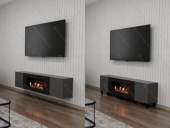 Тумба универсальная Lux Fire "Байкал Н" 1600, ножки, графит, с биокамином 900