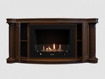 Каминный портал МДФ "Бетховен 1720" с биокамином Lux Fire "Фаер Бокс 4 - 33" (темный орех)