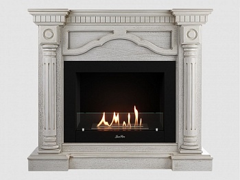 Каминный портал МДФ "Монако 1210" с биокамином Lux Fire "Фаер Бокс 2-30" (белый)