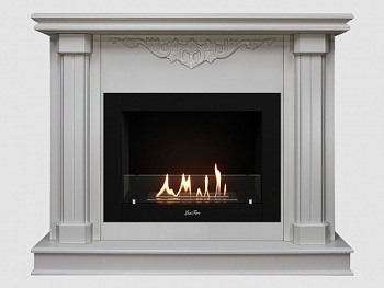 Каминный портал МДФ "Лукас 1080" с биокамином Lux Fire "Фаер Бокс 2-25.5" (белый)