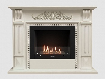 Каминный портал МДФ "Белфаст Люкс 1350" с биокамином Lux Fire "Фаер Бокс 3-25.5" (белый)